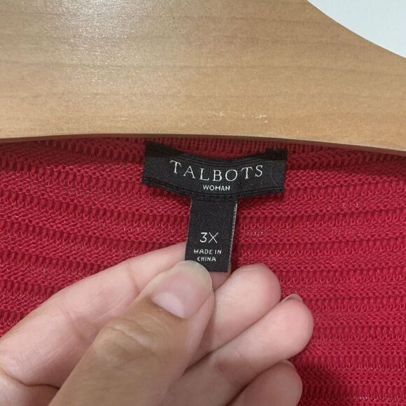 Talbots Plus Sz 3X Knitted Ribbed Cardigan Open Front Long Sleeve Hot Pink - Picture 4 of 7